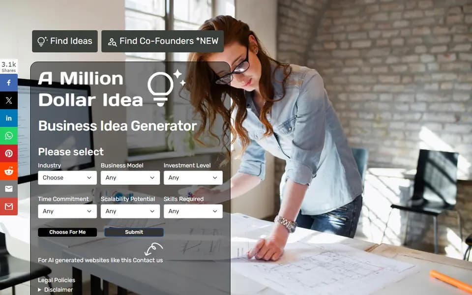 A Million Dollar Idea homepage