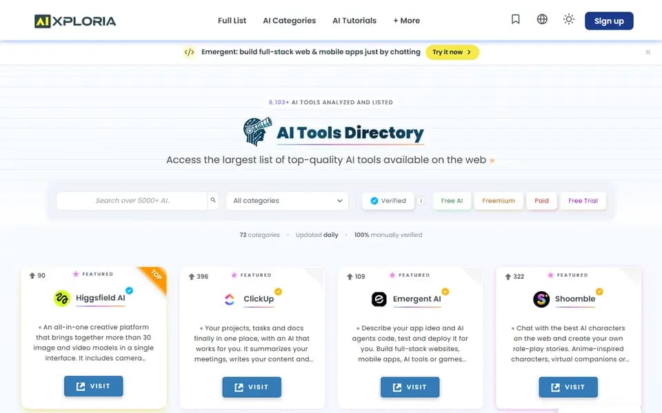 Aixploria homepage