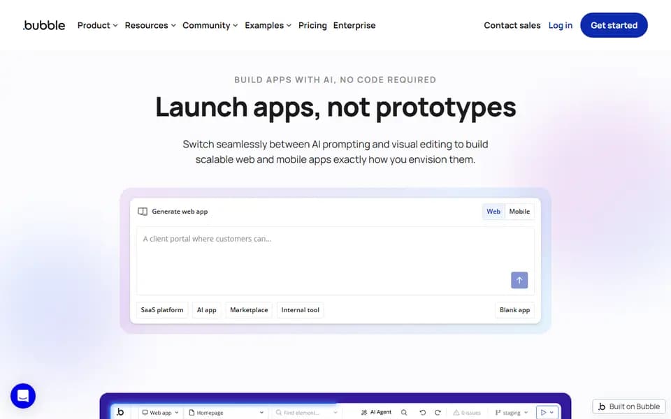 Bubble homepage