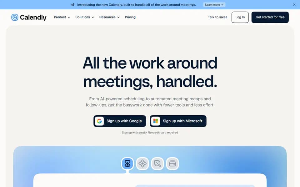 Calendly homepage