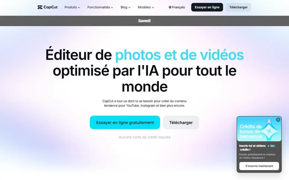CapCut homepage
