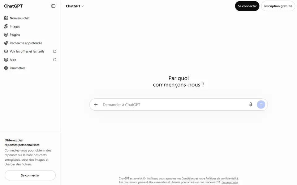 ChatGPT homepage
