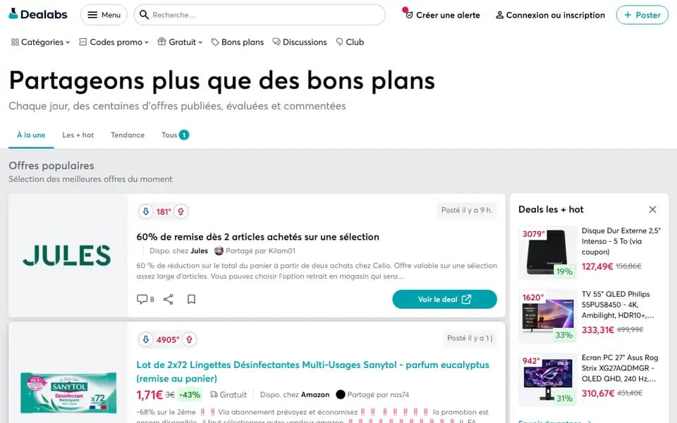 Dealabs homepage