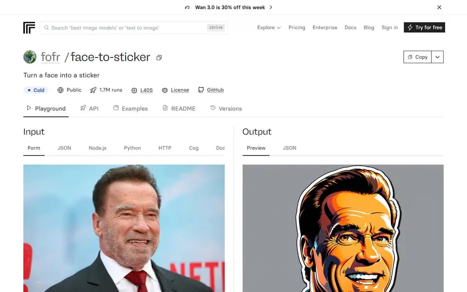 Face to Sticker homepage