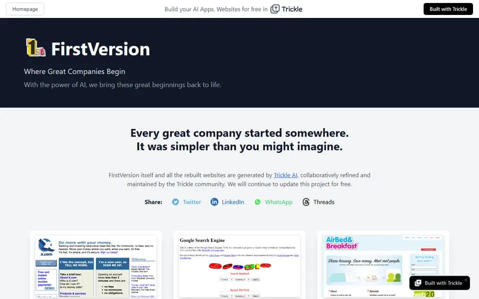FirstVersion homepage