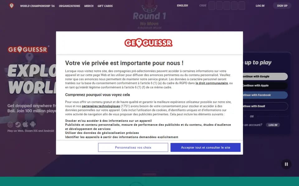 GeoGuessr homepage