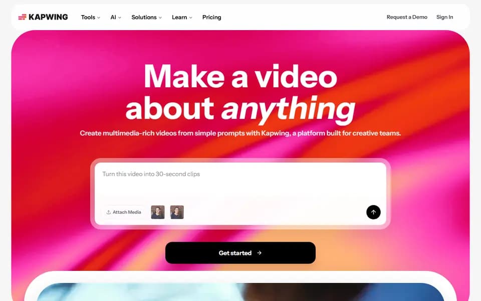 Kapwing homepage