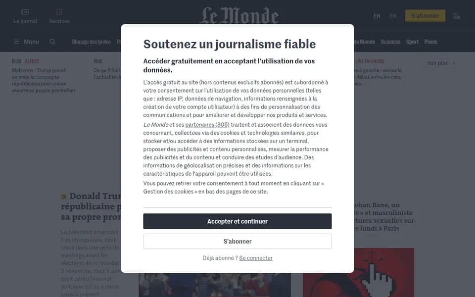 Le Monde homepage