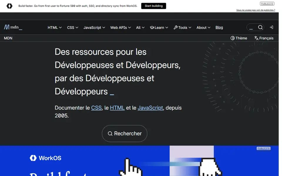 MDN Web Docs homepage