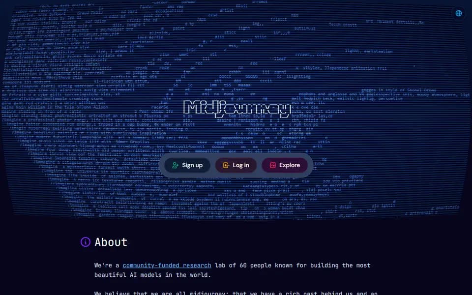 Midjourney homepage