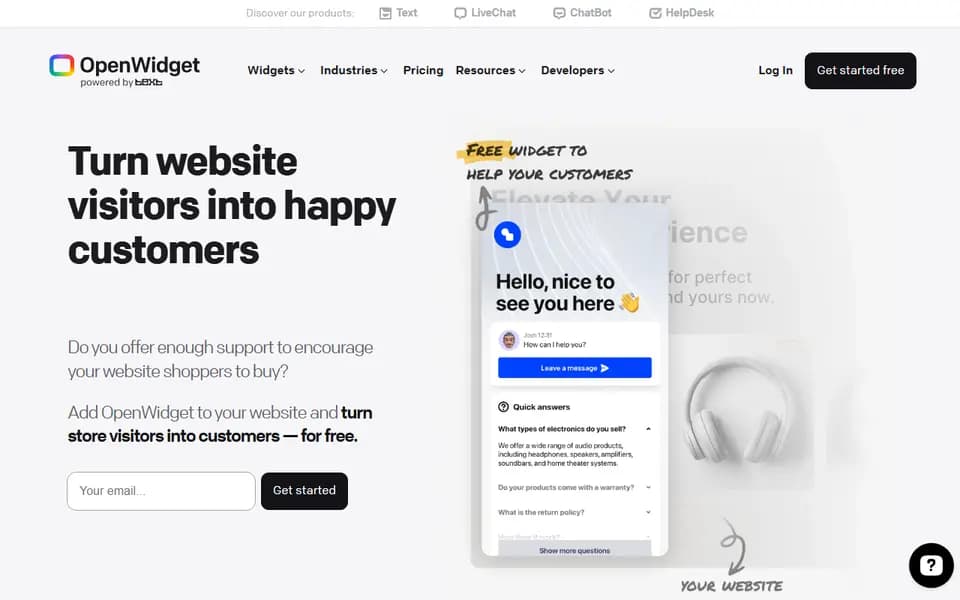 OpenWidget homepage
