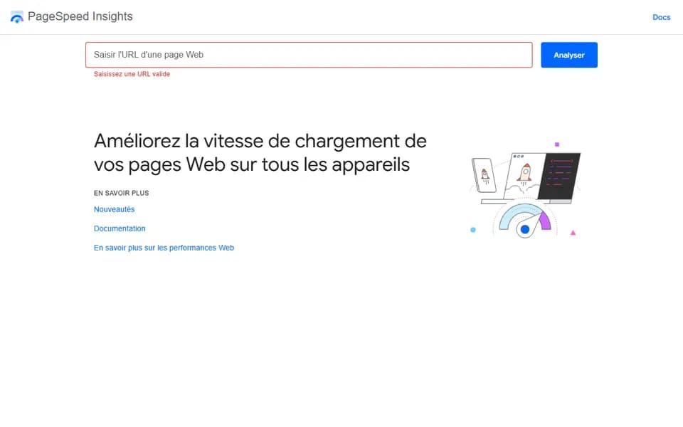 PageSpeed Insights homepage