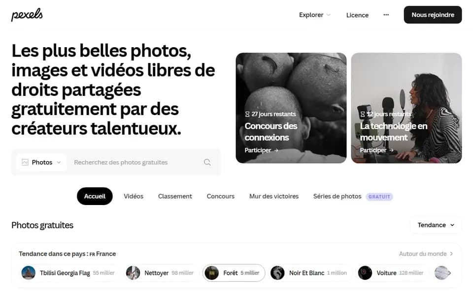 Pexels homepage