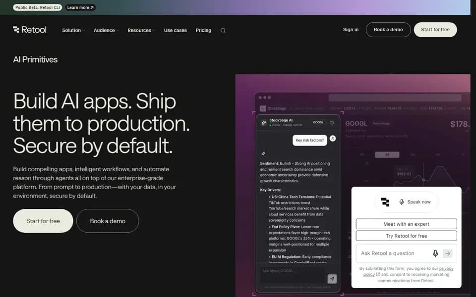 Retool AI homepage