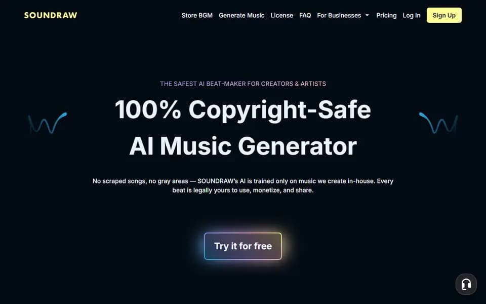 SOUNDRAW homepage