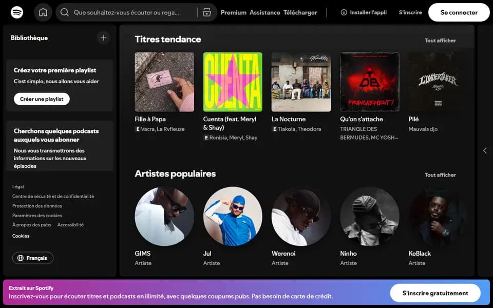 Spotify homepage