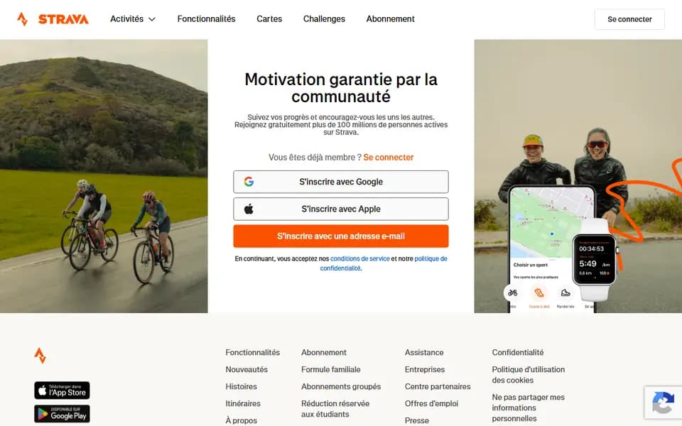 Strava homepage