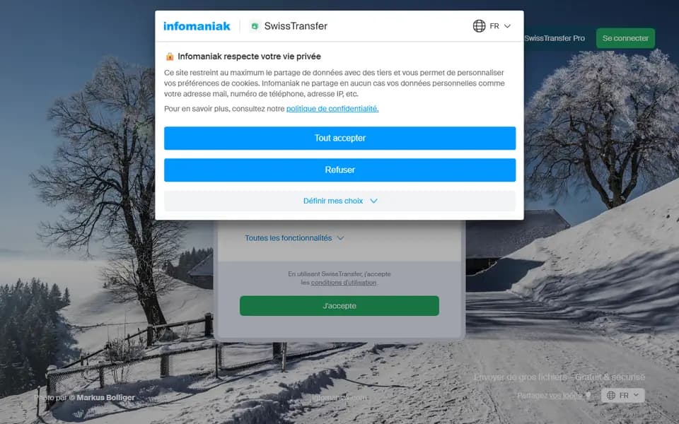 SwissTransfer homepage