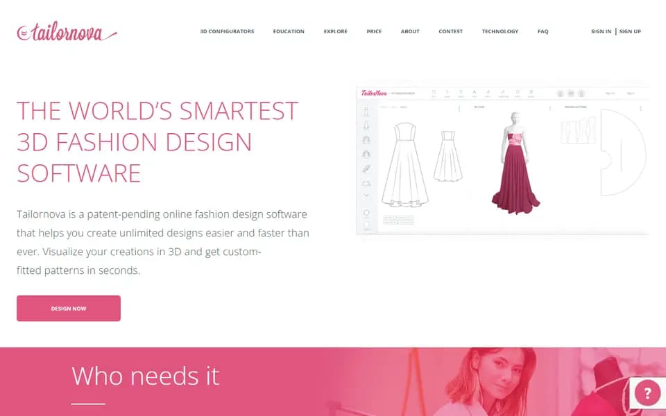 Tailornova homepage
