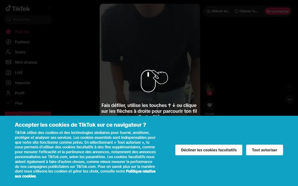 TikTok homepage