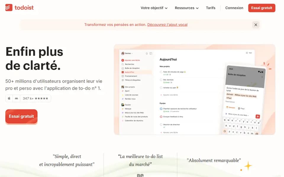 Todoist homepage