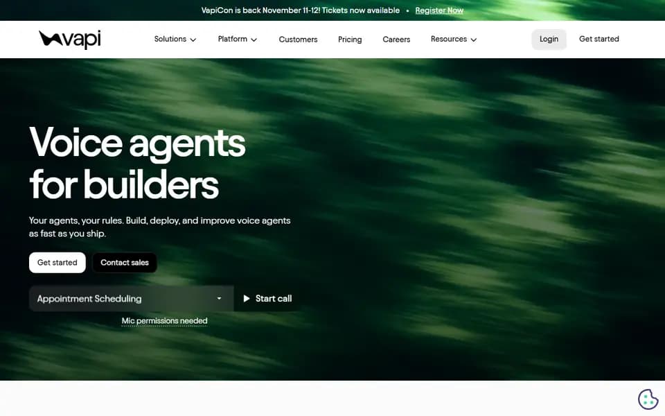 Vapi homepage