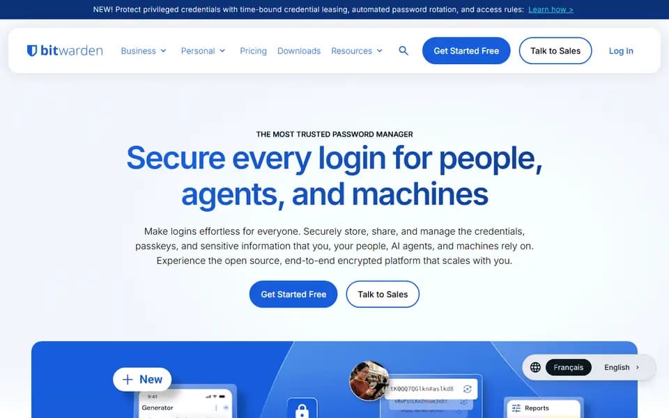 Bitwarden homepage