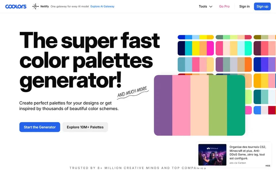 Coolors homepage