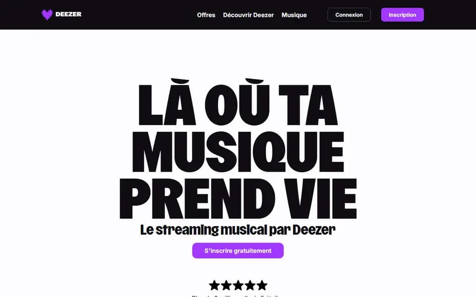 Deezer homepage