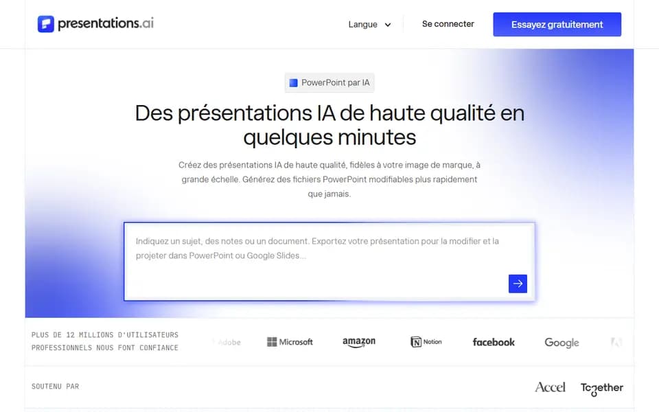 Presentations.AI homepage