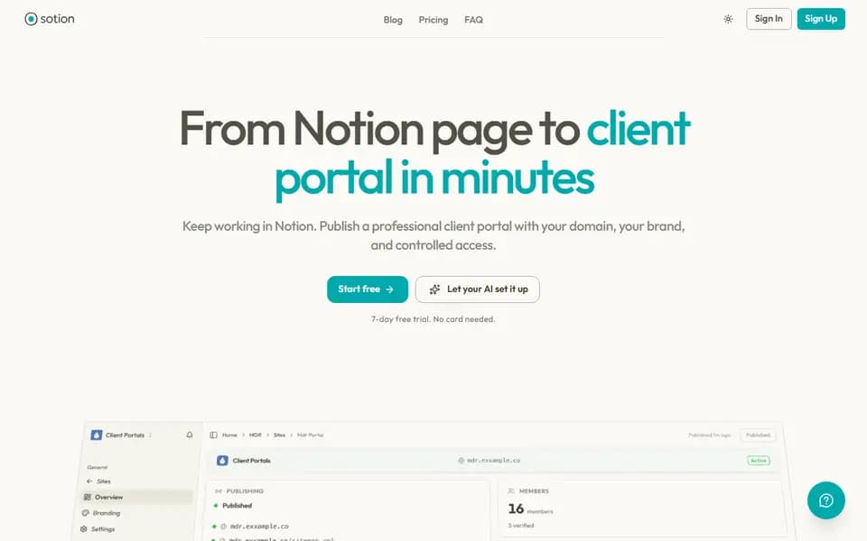 Sotion homepage