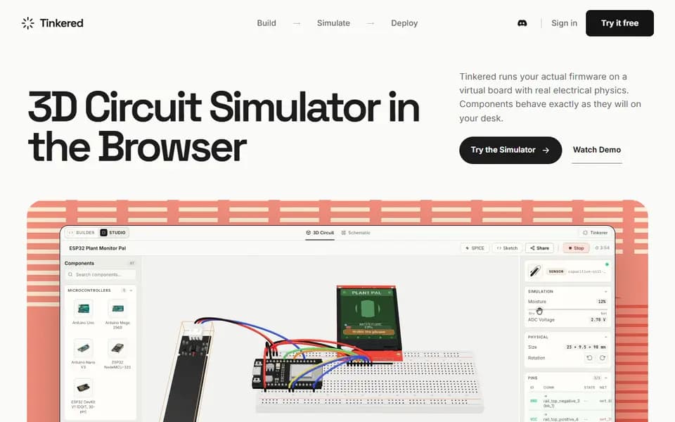 Tinkered AI homepage