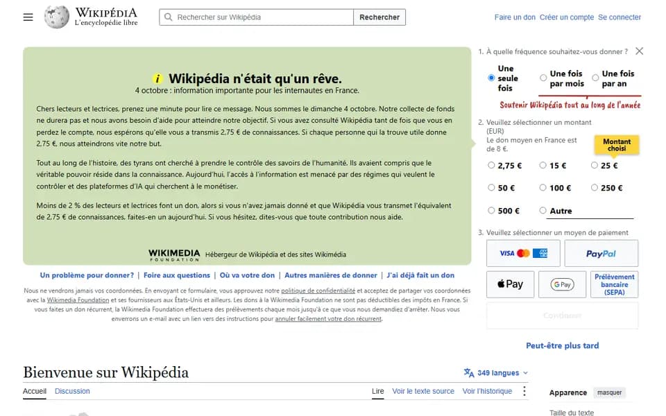 Wikipédia homepage